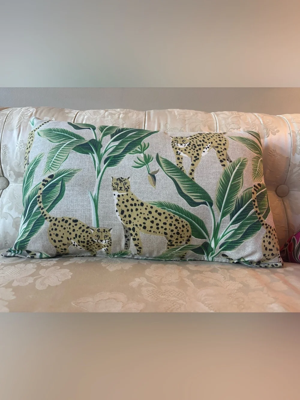 Tropical Cheetah Lumbar Support Pillow 19”x12” Home Decor Big Cat